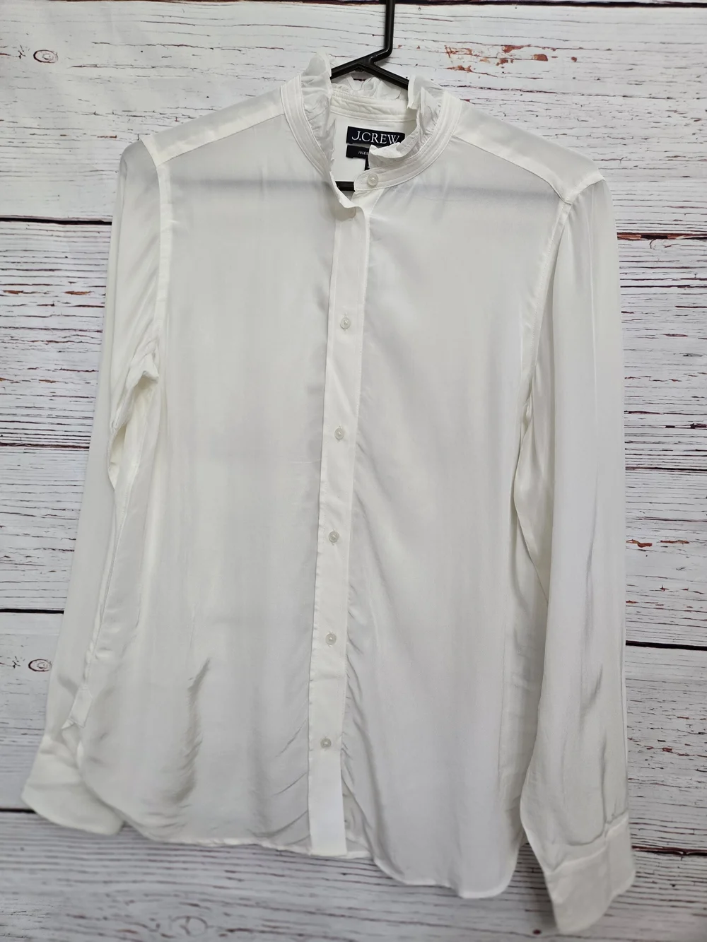NWT J.Crew Jules Classic Fit Ivory Ruffle Collar Blouse Size 4